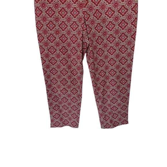 Talbots Pink White Medallion Paisley Office Work Career Crop Dress Pants Size 12 - Picture 3 of 11
